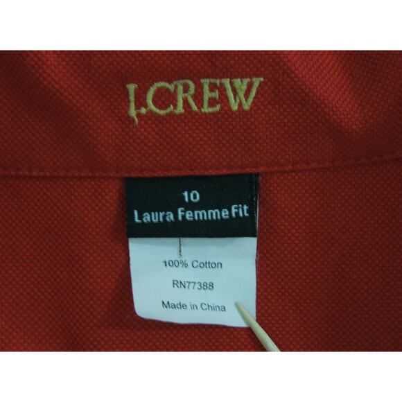 J.CREW Shirt 10 Laura Femme Fit Red Cotton Button Front - Picture 5 of 7